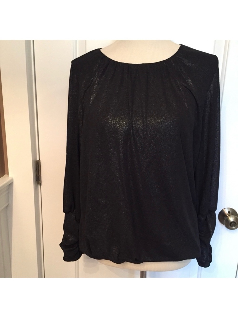NALLY & MILLIE TOP BLOUSON BLACK SHIMMER tagged L fits M